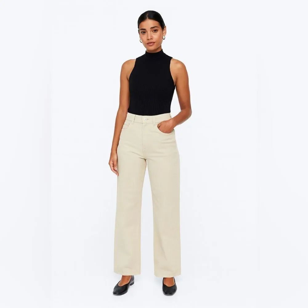 Zara Cream Wide-Leg Jeans NWOT